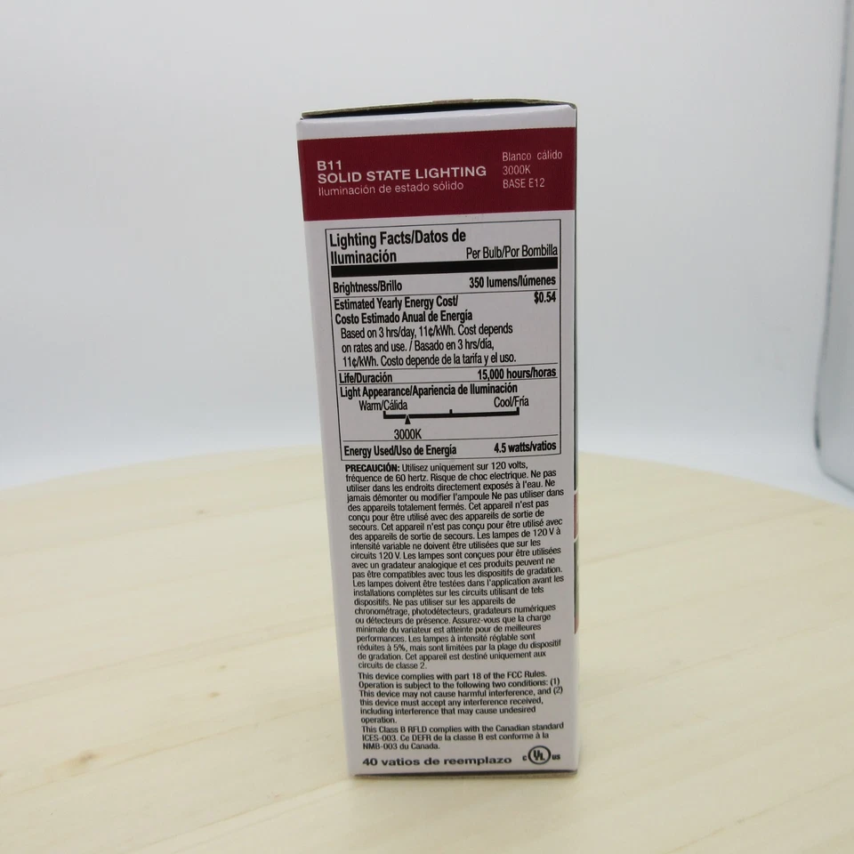 Halco 85053 ProLED Solid State Lighting Lamps, E12, B11, 4.5W, 3000K, Box of 10 - Image 4 of 4