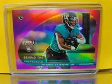 2021 Playoff Football Travis Etienne Jr. Behind the Numbers Pink Prizm RC