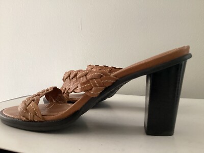 Ralph Lauren Kardelle Brown Braided Leather Slip On Sandals  display picture 1
