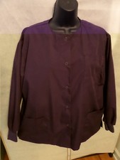 Natural Uniforms warm up jacket button down scrub top-purple-Small-Medical-nurse