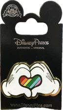 Trading Pin - Disney Disneyland Park - Mickey Mouse Heart Hands Rainbow Pride