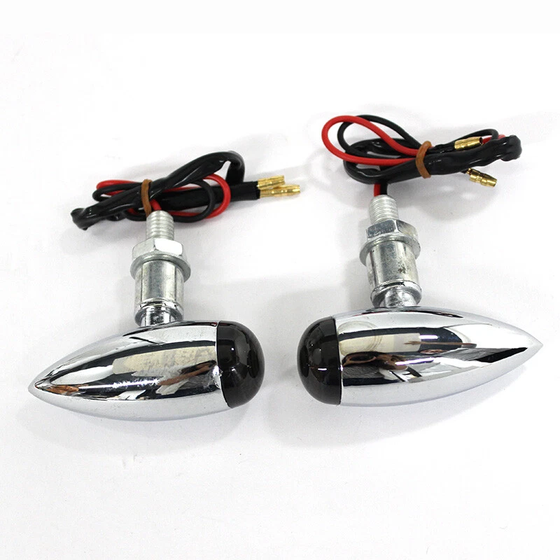 Mini Bullet Motorcycle Chrome Turn Signal Lights Amber Indicator For Harley AMAS - Image 4 of 4