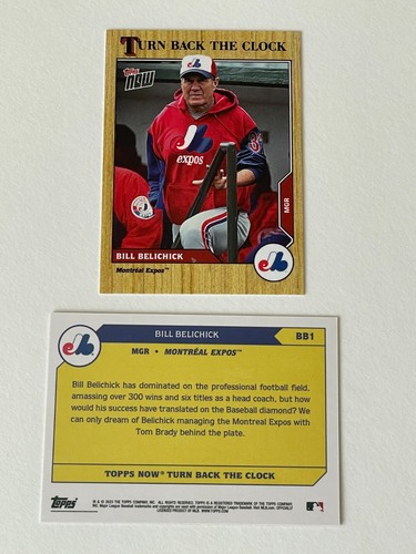 2023 Topps Now TBTC Expos Tom Brady Baseball COACH Patriots BILL BELICHICK Card - Picture 1 of 6