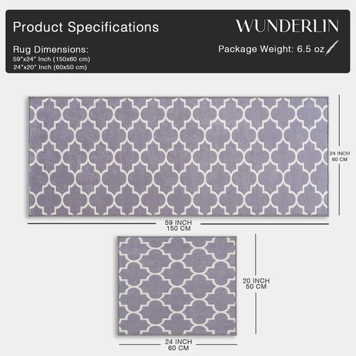 wunderlin Trellis Kitchen Runner Rugs Collection Non-Slip Kitchen Washable Rugs - Picture 36 of 36