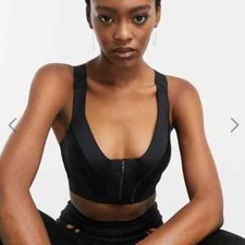 adidas Ivy Park Medium Support Black Zip Front Bra Bralette Racerback Size XS