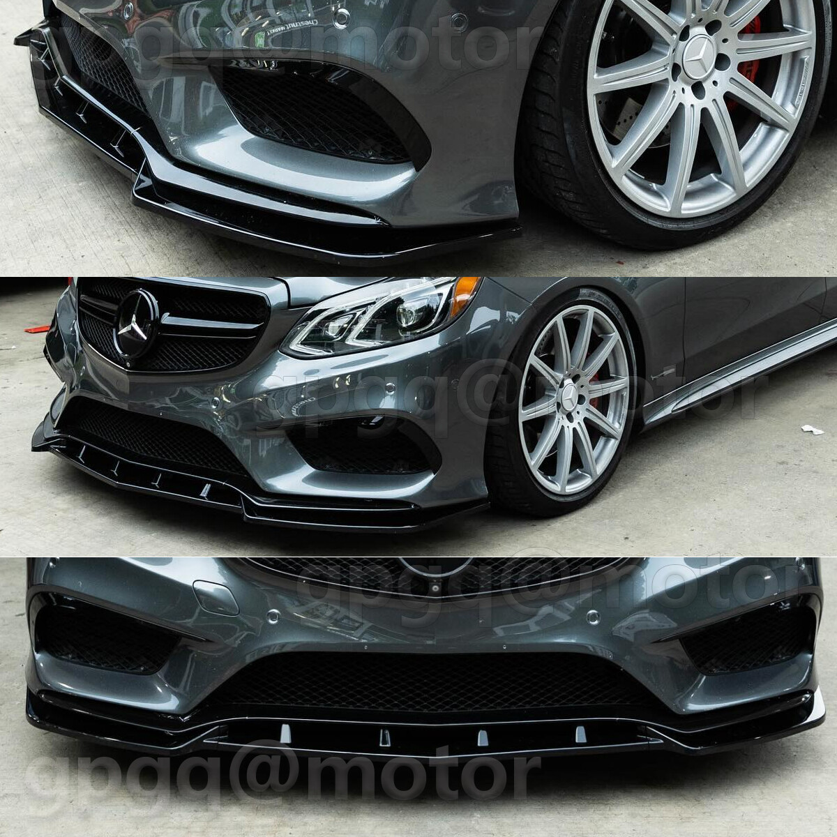 For Mercedes Benz E Class W212 Sedan 2013-2015 Glossy Black Front Bumper Lip Kit