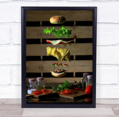 Creative Edit Küche Essen Hamburger Brot Salat Käse Tomate Wandkunst Druck