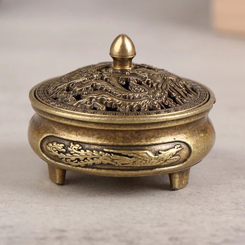 2x Vintage Incense Burner Charcoal Holder Antique Spiritual Brass Golden Burner - Picture 4 of 10