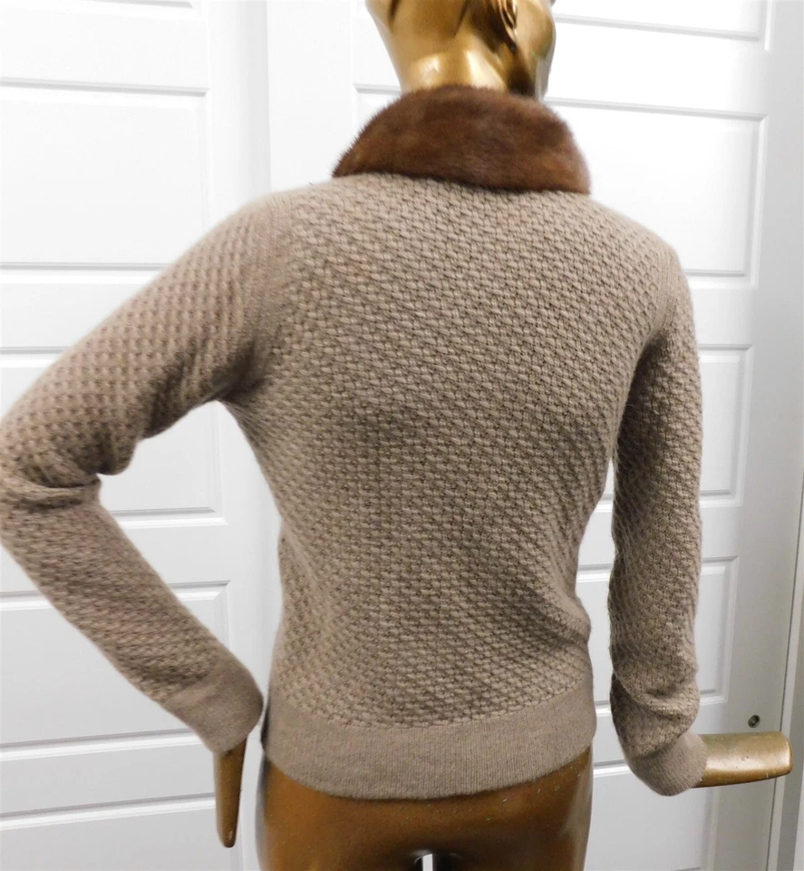 Cárdigan suéter Agnona marrón 100 % cachemir cuello visón abotonado Italia talla 44 Foto 3 de 4