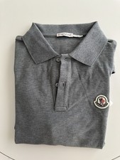 Moncler Men's Classic Gray Collar Logo Patch Polo Shirt Size Medium