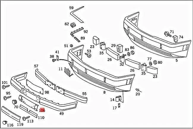 Mercedes W124 Front License Plate Mount Frame Trim 85-95 A 1248850823 AMG - Image 3 of 4