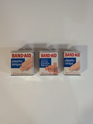 Vintage Johnson & Johnson Band Aid Tins for Plastic Strips, Set of 3 Empty Tins