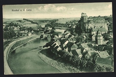 Runkel, Panorama, Ansichtskarte 1926 