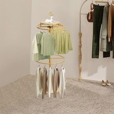 Rotatable Round Clothes Rack, 2-tier Clothing Rack, Floor-Standing Circular Rack