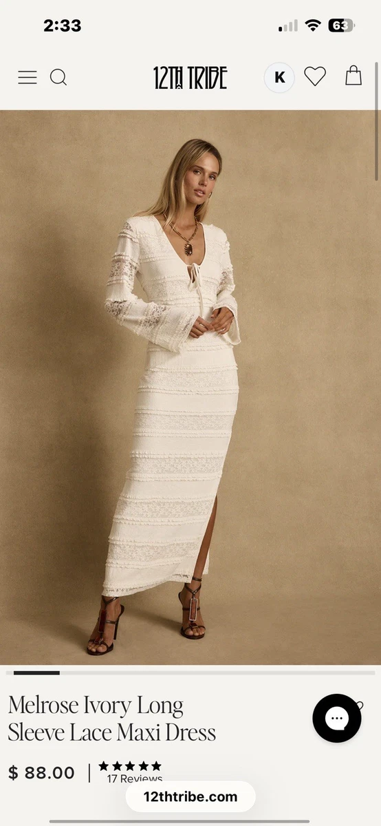 knee length dresses for ladies Marlene White Flared Lace Maxi Dress main image 0