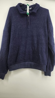 Threads 4 Thought Men's Small Navy Blue Gabe Eco Terry Quarter Zip Pullover NWT