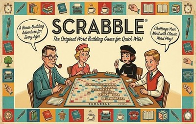SCRABBLE VINTAGE BOARD GAME *2X3 FRIDGE MAGNET* RULES FUN FAMILY VINTAGE TABLE