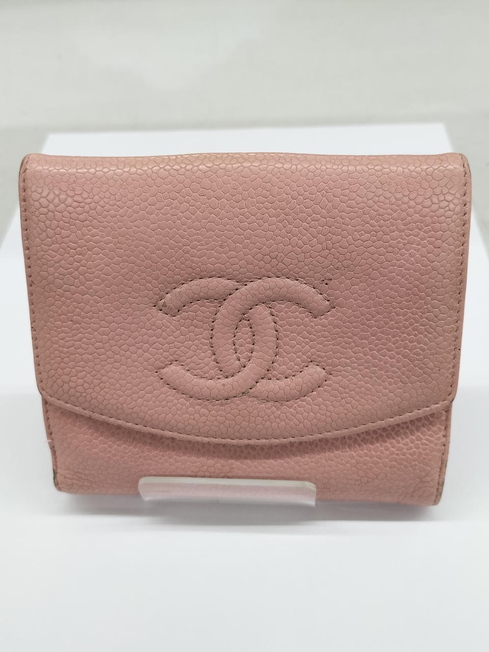 Chanel A13496 W-Hook Bifold Wallet in Leather with Logo Detail