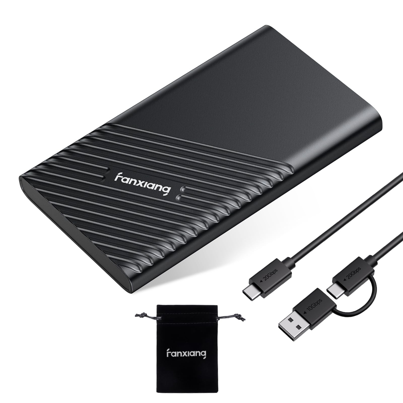 SSD Externe Portable 500 Go Noir en Aluminium, USB-C Ultra Rapide pour PC et Mac
