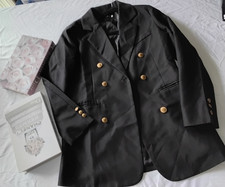 Black Double-Breasted Blazer with Gold Buttons   Classic  Chic