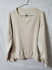 American Eagle Seriously Lived In Sweater Womens S White Waffle Knit Oversized