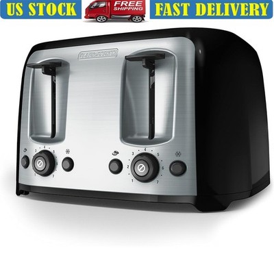 4 Slice Toaster Extra Wide Slots 7 Shade Selector Easy Clean Crumb Tray New