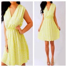 KARDASHIAN KOLLECTION Yellow Sleeveless Babydoll Mini Dress L Large