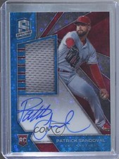 2020 Panini Chronicles Spectra Neon Blue Prizm 89/99 Patrick Sandoval Auto 09k3