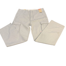 New Levi's Ace Cargo Pants Relaxed Fit Slightly Tapered Gray Cotton Sz 36x32 Y2K