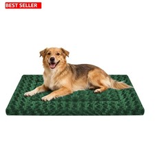 Dog Crate Pad Reversible Dual-Sided Forest Green 35x23x1.5 In Washable Polyester