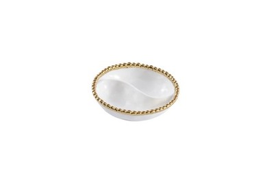 Pampa Bay Golden Salerno Mini 2-Section Platter 5.5''x1.5'' Porcelain, White and
