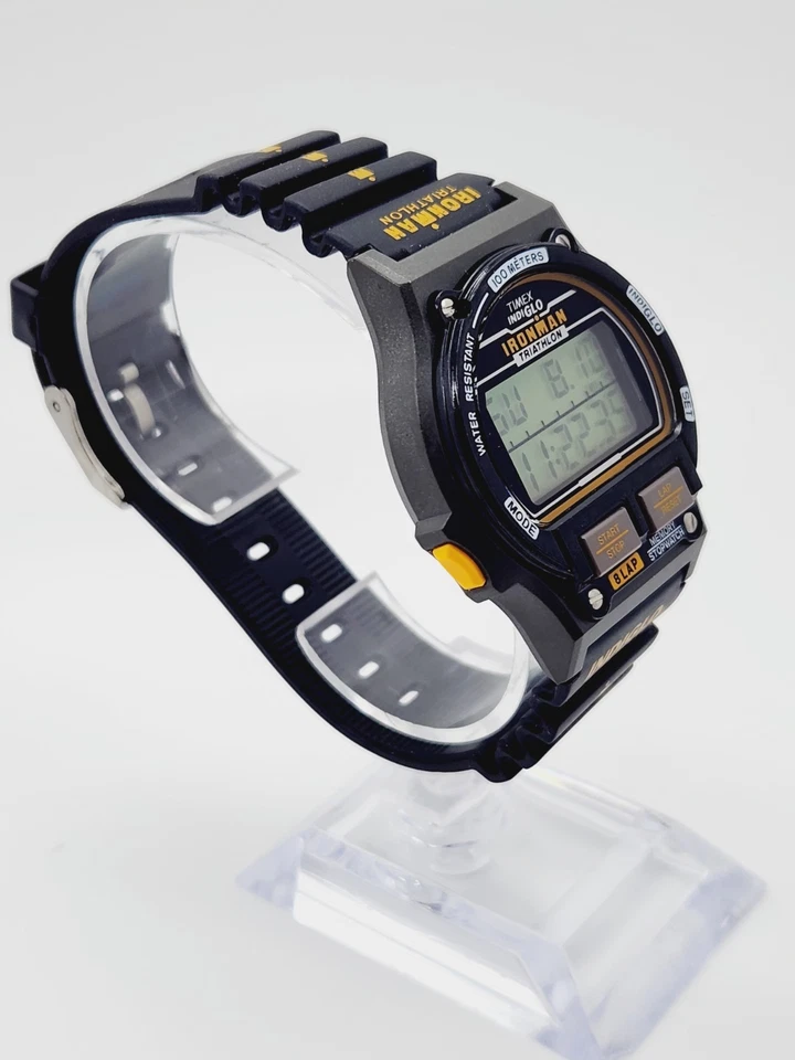 Nuevo de Lote Antiguo Reloj Timex Ironman Triatlón Hombre 746-E4 Banda Goma Digital 8 Vueltas T5H941 Foto 3 de 4