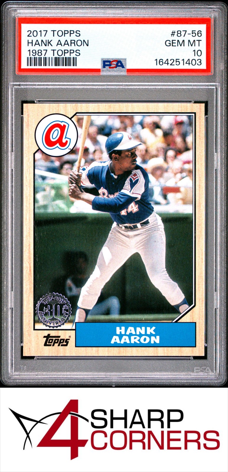 2017 TOPPS 1987 TOPPS #87-56 HANK AARON HOF PSA 10