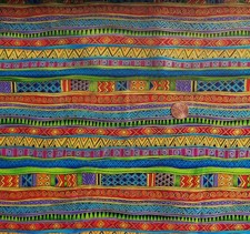 ONE YD Basics Laurel Burch Bright Multicolor Fabric Wavy Stripes Gold Hghlghts