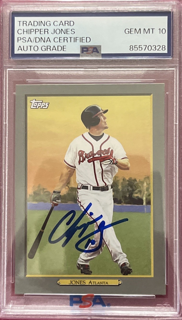 Psa 10 2020 Topps Chipper Jones Prominent Base Ball Players Auto Psa Coa Signed view 1