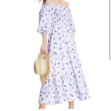 Love Shack fancy women's small white floral maxi dress tiered target purple doen