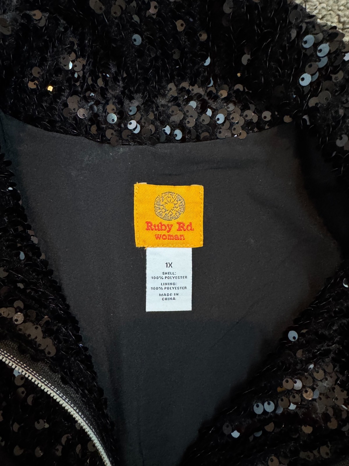 Sequin Jacket - Zip-Up Black Jacket with Sequins … - image 2