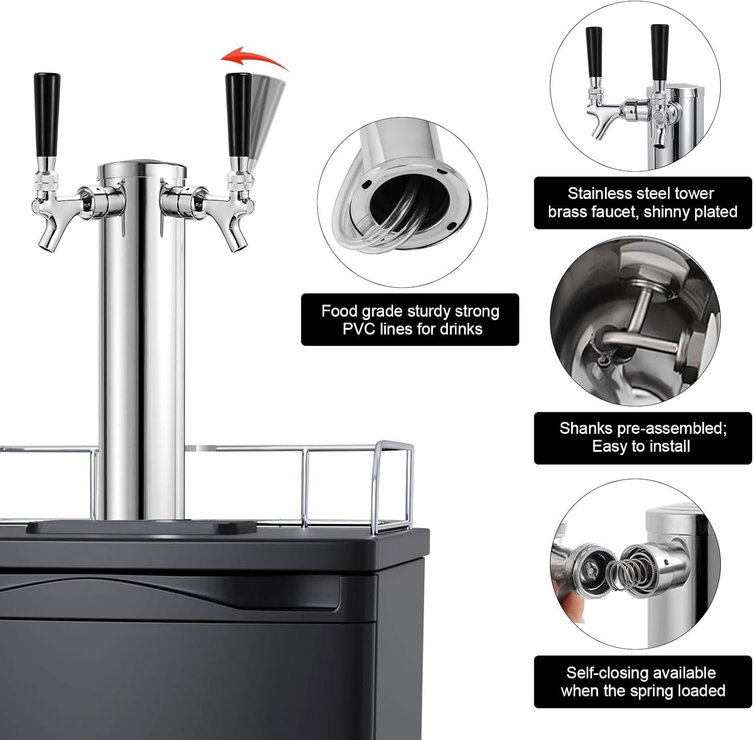 Stainless Steel Double Tap Beer Dispenser - Perfect for Home and Commercial Use