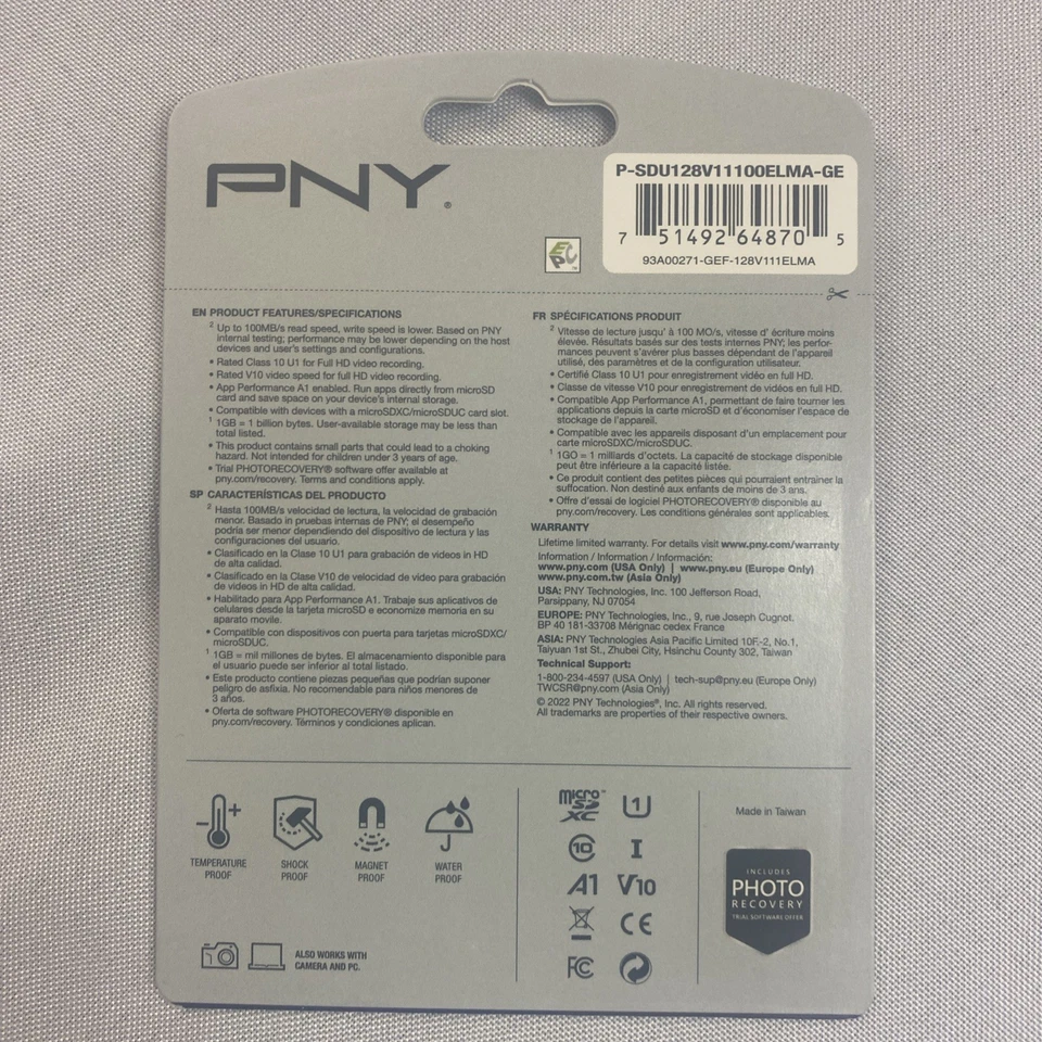 PNY Elite 128GB MicroSDXC Flash Memory Card w/ SD Adapter Class 10 U1 V10, A1 - Image 3 of 3