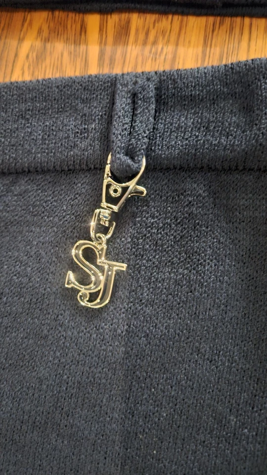 Conjunto de traje blazer y pantalón tejido de 2 piezas dorado azul marino St. John & Sport talla 10 mediano Foto 4 de 4