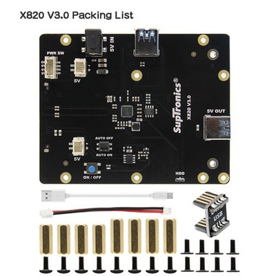 X820 V3.0 HDD/SSD SATA Expansion Board KIT for Raspberry Pi 3B+/2/3B