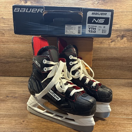 US SIZE 1 BAUER NS YOUTH ICE HOCKEY SKATES PERFECT PACKAGE! BLACK