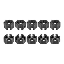 10Pack M12x1.5mm Slotted Hex Castle Nuts Carbon Steel Blackened Hexagon Nuts