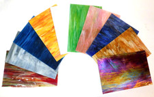 Tiffany-Glas, 10 Scheiben je 20x30cm, ARMSTRONG,SPECTRUM,bunte Mischung,Buntglas