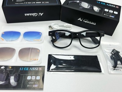 AI Smart Glasses with Interchangeable Lenses HD Camera Bluetooth for iOS Android