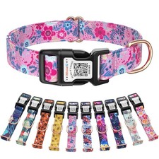 Cute Adjustable Dog Collar with QR Code Buckle - Metal Clip  Cotton Webbing ...