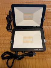 2Pk Led Flood Light 30W RGBW 3000LM 2200-6500K Multiple Colors IP6 US 3-Plug. A