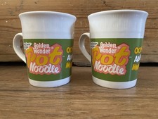 X2 Vintage Golden Wonder Pot Noodle Mug ~ Ceramic Mug ~ Made In England VGC