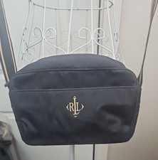 Designer Crossbody Purse Bag Canvas Ralph Lauren Black Beige Lightweight Travel