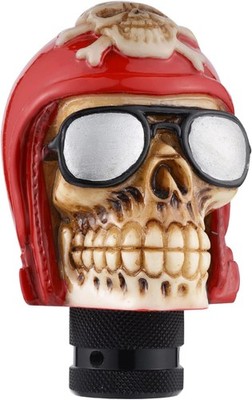 Knob Lever Shifter Stick Handle Skeleton Car Shift Grip Head fit Most -Red